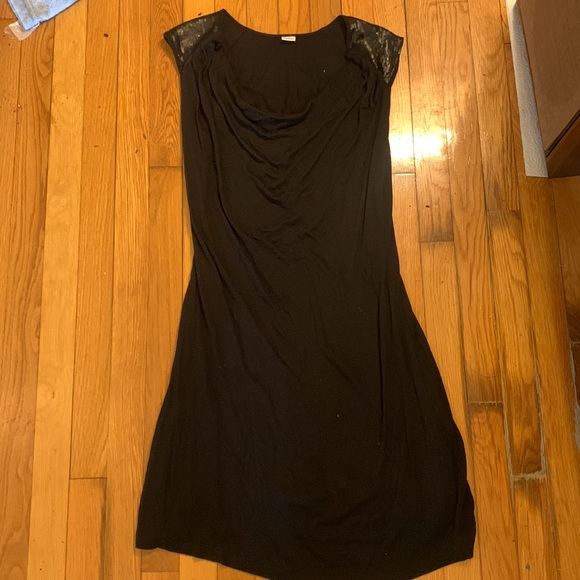 3 DOTS LITTLE BLACK DRESS SEQUINS COWL NECK DRAPED - Picture 10 of 13